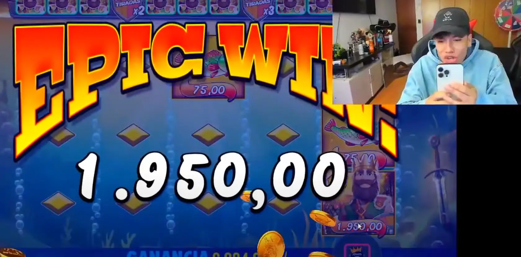 Ganancia épica en slot de pesca